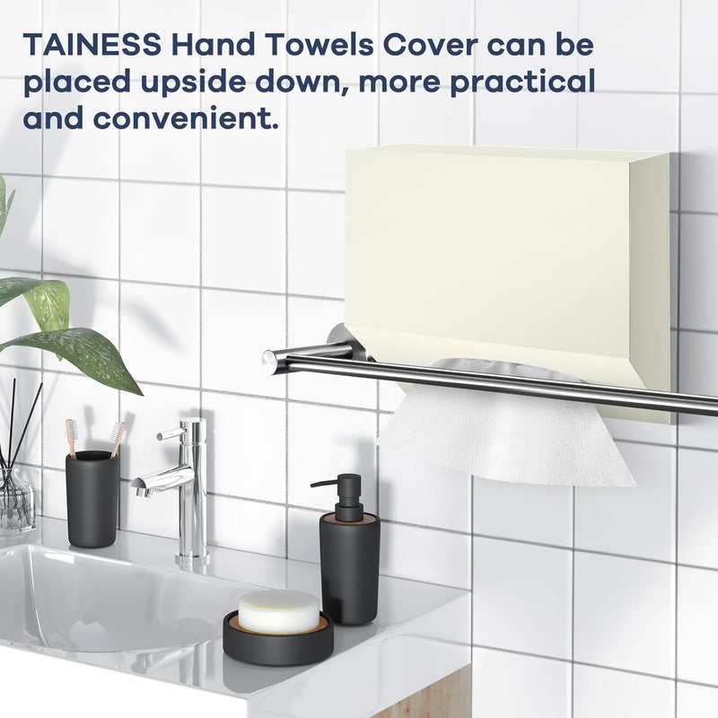 TAINESS Acrylic Hand Towel Box Cover Compatible with Kleenex Disposable Hand Towels Wall-Mounted Paper Towel Dispenser Suitable for Tabletop, Bathroom, Car, and Office Use (Beige) - Image 3